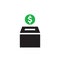 Money box - concept icon design. Dollar coin sign.