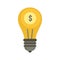 Money bulb idea icon, flat style
