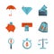 Money business financial trade commerce icons set color tone and fill