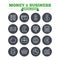 Money and business linear icons set. Thin outline