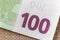 Money, busyness and finances concept. Detail part of banknote euro national currency bill. Symbol of wealth and prosperity