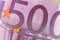 Money, busyness and finances concept. Detail part of five hundred banknote euro national currency bill. Symbol of wealth and