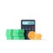 Money and calculator flat illustration. Bank bill balance business illustration. Commerce financial icon