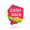 Money cash back label. Refund finanse badge. Cashback banner with golden coins. Financial emblem on isolated background. Saving