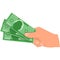 Money cash in hand vector icon illustration