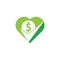 Money check heart shape concept logo design.