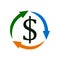 Money circulation icon. Dollar with arrows icon in a flat design - vector