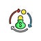 Money circulation line icon. Business crowdfunding and Finance