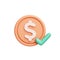 money coin check mark object. financial profit income and business. Icon symbol Currency and Exchange US Dollars Banking.