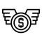 Money coin wings icon outline vector. Passive income