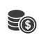 Money coins icon. Coins illustration in flat style for website, design. Dollar sign