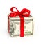 Money concept dollars in the form of a gift box