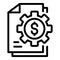 Money credit gear paper icon, outline style