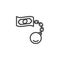 Money crisis kettlebell line icon