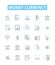 Money currency vector line icons set. Money, Currency, Dollars, Euro, Pound, Yen, Rupee illustration outline concept