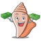With money cute shell character cartoon