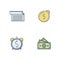 Money debt RGB color icons set