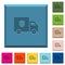 Money deliverer truck engraved icons on edged square buttons