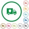 Money deliverer truck flat icons with outlines