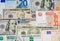 Money from different countries: dollars, euros, rubles