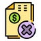 Money documents denied icon color outline vector