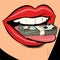 Money dollars female tongue mouth