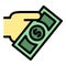 Money donate icon vector flat