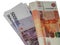 Money euro with a bundle of 5000 rubles