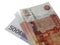 Money euro with a bundle of 5000 rubles