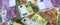 Money euro cash background banner. Various paper notes of European currency close up. Banknotes 50, 100, 500 Euros