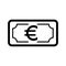 Money euro vector icon. Black and white cash illustration. Outline linear banking icon.