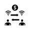 money exchange among bank users glyph icon vector illustration