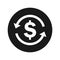 Money exchange dollar sign icon flat black round button vector illustration