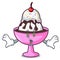 Money eye ice cream sundae mascot cartoon