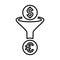 Money filter line icon. Outline vector