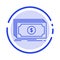 Money, Fund, Transfer, Dollar Blue Dotted Line Line Icon