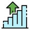 Money graph rise up icon color outline vector