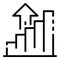 Money graph rise up icon, outline style