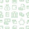 Money green seamless pattern. Vector background included line icons as piggy bank, wallet, credit card, coin, banknote
