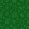 Money green seamless pattern. Vector on green background included line icons as piggy bank, wallet, credit card