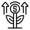 Money grow plant icon outline vector. Meeting people