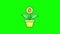 Money growing flower pot icon loop animation with alpha channel, transparent background, ProRes 444