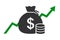 Money growth icon, capital increase, savings accumulation, dollar rate increase, investment concept â€“ vector