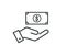 Money in hand icon. Give money icon on white background. Dollar banknotes icon. Flat design. Vector illustration