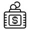 Money help box icon outline vector. Poverty people