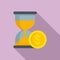 Money hourglass online loan icon, flat style