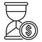 Money hourglass online loan icon, outline style