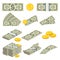 Money icons set in cartoon style