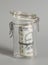 Money Indian Currency Rupee Notes in glass jar