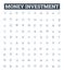 Money investment vector line icons set. Funding, Banking, Securities, Stocks, Bonds, Finance, Cash illustration outline